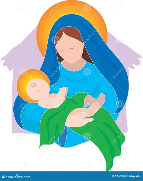 Mary and Baby stock vector. Illustration of nativity, virgin - 1746573