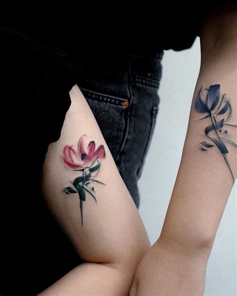 Friendship flowers by @tattoo_a_piece - Tattoogrid.net