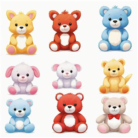 Stuffed animal detailed vector set | Premium AI-generated vector