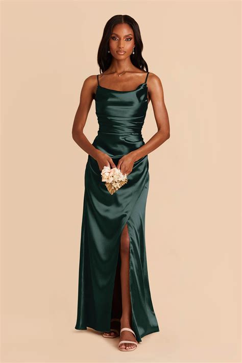 Lydia Emerald Cowl Neck Satin Bridesmaid Dress | Birdy Grey