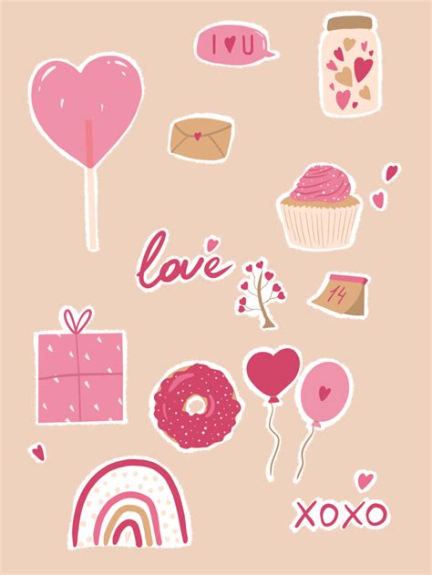 Иллюстрация Наклейки Love в стиле декоративный, детский, книжная