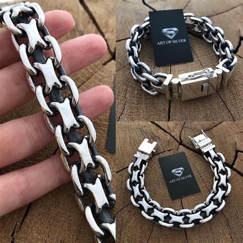 Серебряный браслет Двойной Якорь | Mens bracelet silver, Cool rings for ...