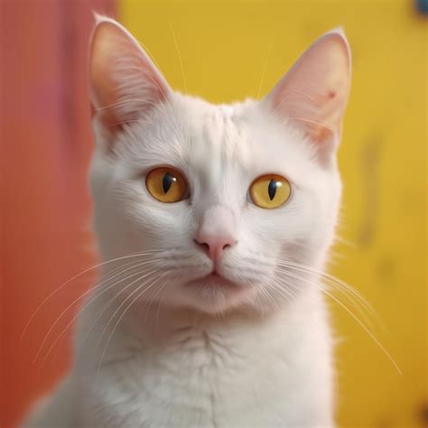 Premium AI Image | A white cat with yellow eyes