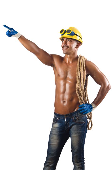 Fondo Desnudo Trabajador De La Construcción En Blanco Arquitectura
