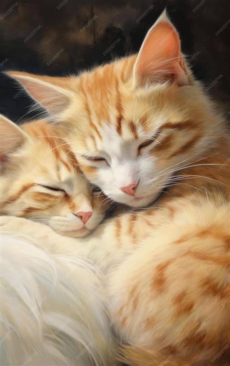 premium ai image cute cat duo  cozy cuddle