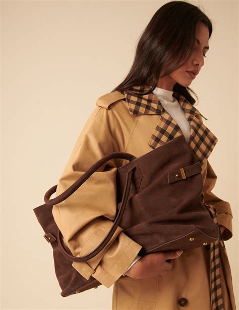 Brown Suede Tote Bag