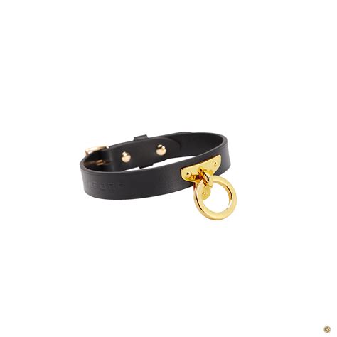 bdsm golden  ring leather collar  leash ozgaga