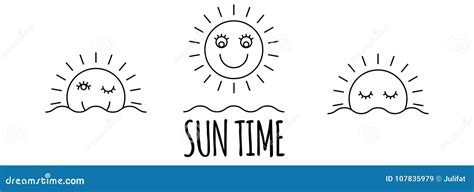 time   day simple icons set sunrise sun sunshine stock vector