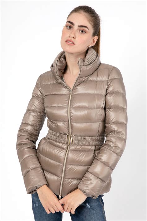 Herno Yakası Triko Detaylı Belden Kemerli Puffer Mont PI0485DIC-M03 ...
