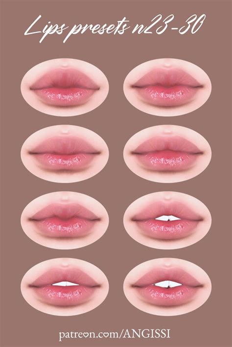 Lips presets n23-30 | ANGISSI | Sims 4 cc makeup, The sims 4 skin, The ...