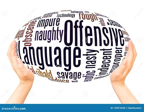 Offensive Language Word Cloud Hand Sphere Concept Stock Photo - Image ...