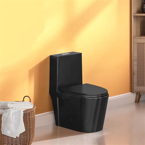 SUNRINX Matte Black One-Piece Toilet, 17.1" ADA Comfort Chair Height