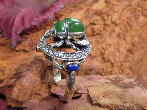 Кольцо "Жук скарабей", scarab, скарабеи, нефрит – заказать на Ярмарке ...