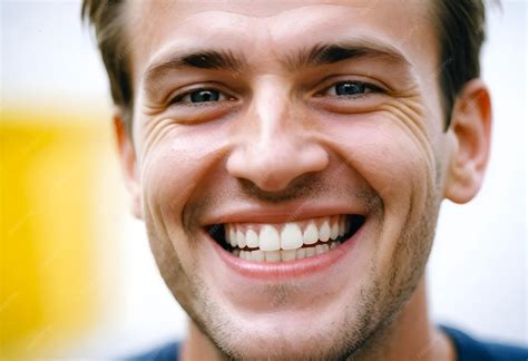 man smiles   camera   smile   face premium ai