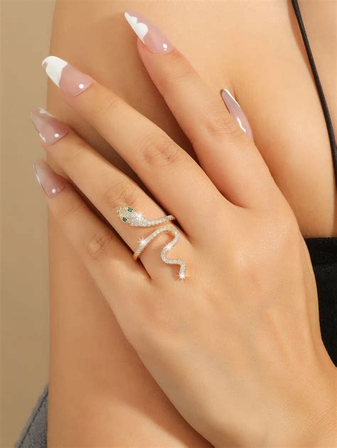 Cubic Zirconia Snake Decor Cuff Ring | SHEIN USA Goth Jewelry, Copper ...