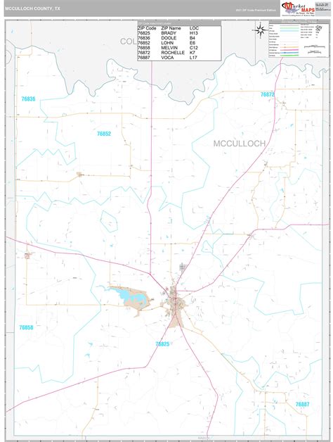 McCulloch County, TX Wall Map Premium Style by MarketMAPS - MapSales.com