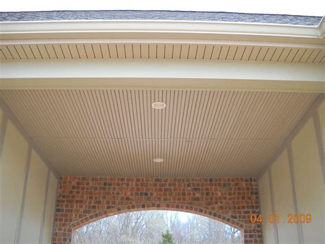 Close-up of the custom porch ceiling made out of vinyl soffit | Custom ...