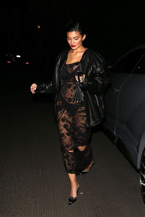 Kylie Jenner Channels Rihanna In Sheer Lace And Leather | Vogue
