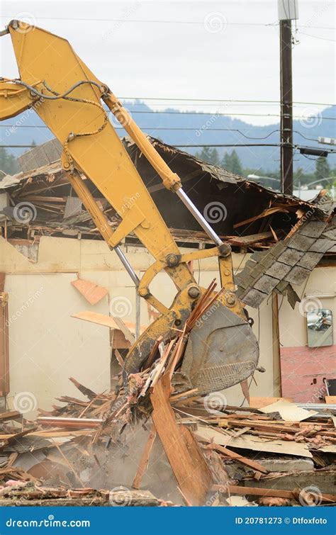 track hoe stock image image  building trash destruction