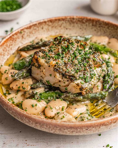 Air Fryer Cod with Herb Crust and Butter Beans | Culinary Cartel