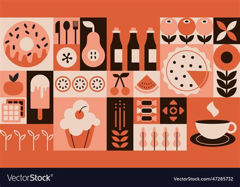 Geometric food pattern minimal bakery sweet Vector Image