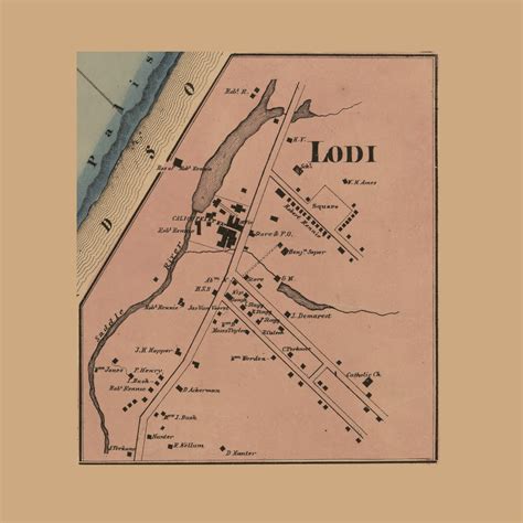 Lodi Village, New Jersey 1861 Old Town Map Custom Print - Bergen