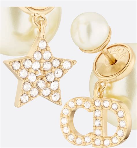 Dior Tribales Earrings Gold-Finish Metal with White Resin Pearls and