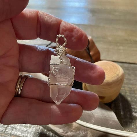 lemurian quartz crystal pendant  green crystal