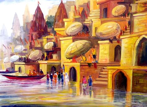 Varanasi Ghat at Morning-Acrylic on Canvas paint | Artfinder