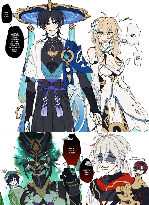 lumine, venti, scaramouche, xiao, kaedehara kazuha, and 2 more (genshin