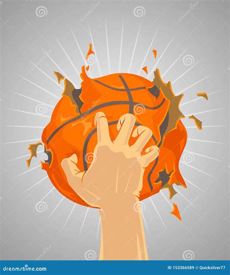 Hand Crushing Basketball stock vector. Illustration of orange - 153366589