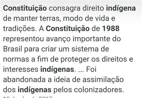 A Constituição De 1988 Determina Sobre A População Indígena - a Constituição Federal de 1988 assegura aos indígenas o direito a terra ...