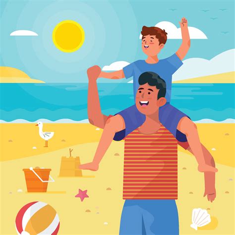 Father and Son Play on the Beach Concept 2380135 Vector Art at Vecteezy