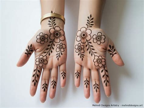 flower mehndi designs  front hands