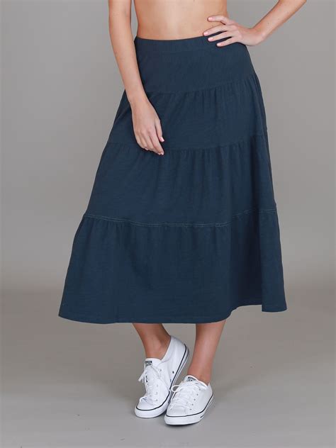 Piper Long Skirt – Cotton Midi with Tiered Styling