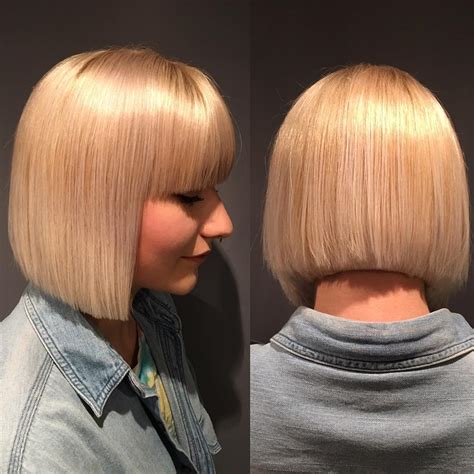 blunt platinum bob  blunt bangs  latest hairstyles  men