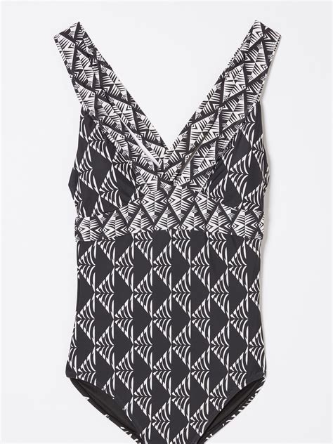 Ava Black Mono Geo Swimsuit | FatFace