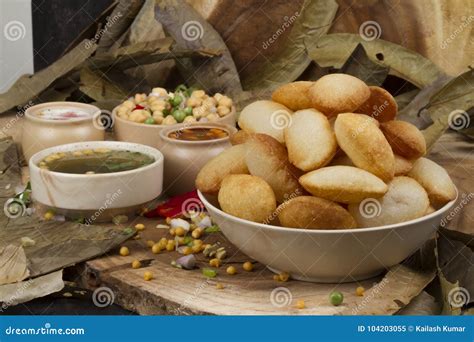 Gol Gappa stock image. Image of food, chup, bread, dough - 104203055