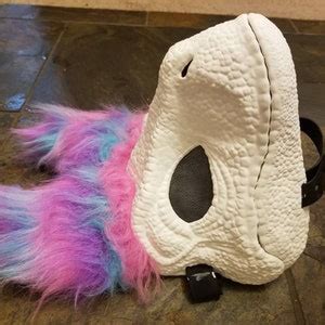 Dino Raptor Mask, Furry Dino, Rainbow Drip, Customizable Dino Mask - Etsy