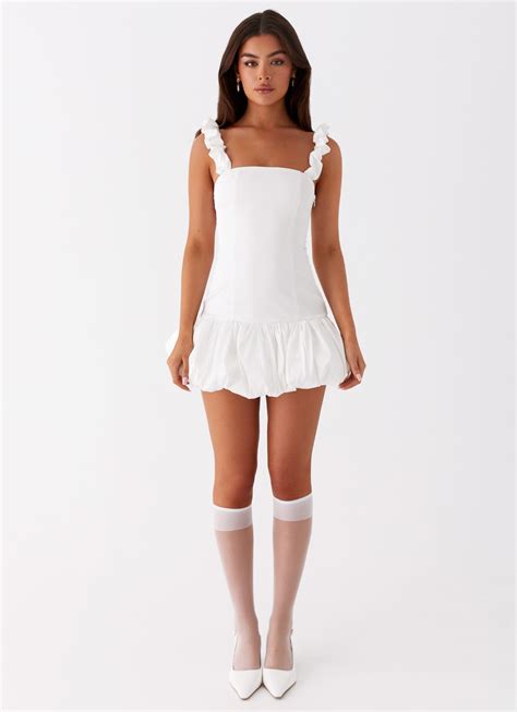 monroe satin mini dress white peppermayo