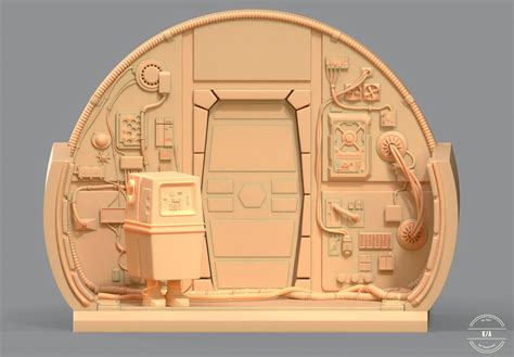 millennium falcon cockpit door diorama stl  file print etsy