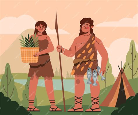 Desenho Do Período Neolítico - Ilustração desenhada à mão do período neolítico | Vetor Premium