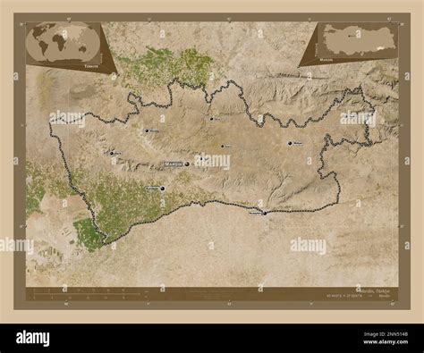 Mardin, province of Turkiye. Low resolution satellite map. Locations ...