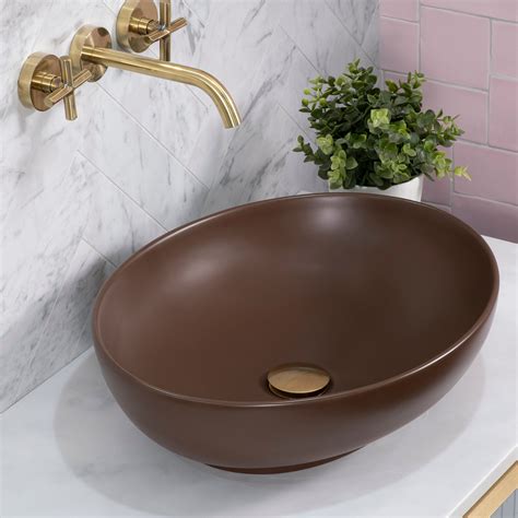 Ellipse 520mm x 395mm Above-Counter Basin, Matte Mocha – ATS Tiles