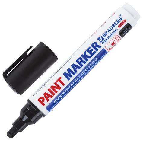 Маркер-краска лаковый (paint marker) 6 мм, ЧЕРНЫЙ, НИТРО-ОСНОВА ...