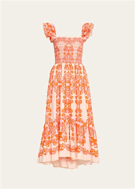 Cara Cara Ruby Square-neck Midi Dress - Venice Scroll Man | Editorialist