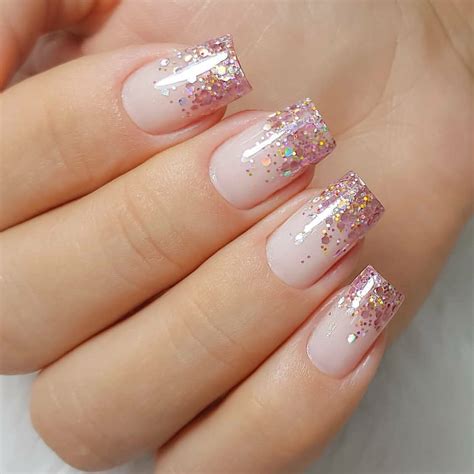 Unha Com Glitter Degrade