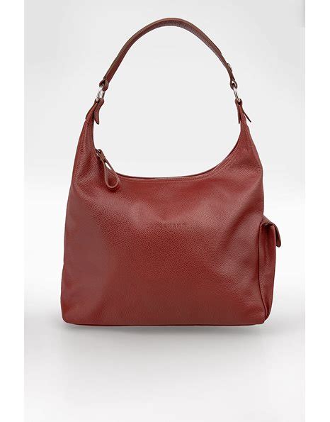 Longchamp Brick Red Leather Le Foulonne Hobo Shoulder Bag
