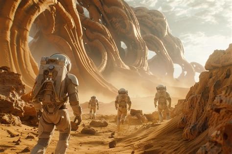 astronauts discovering  ancient alien city  ma premium ai