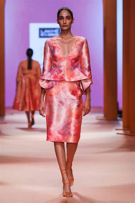 Buy Pankaj & Nidhi Pink Satin Twill Lined With Satin Syrus Peplum Top ...